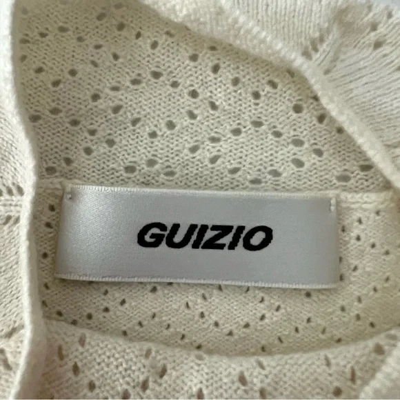 Danielle Guizio Ivory Cashmere Wool Pointelle Knit Tie Front Crop Sweater Small - Picture 9 of 13